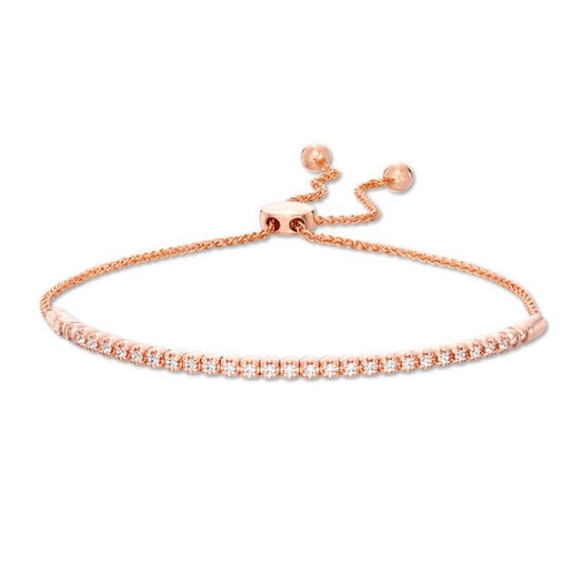 1/4 CT. T.w. Diamond Flex Bar Bolo Bracelet in 10K Rose Gold - 9.5"