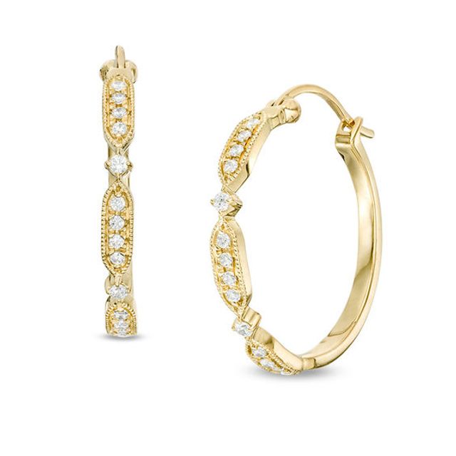 1/5 CT. T.w. Diamond Vintage-Style Hoop Earrings in 10K Gold
