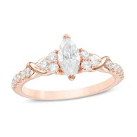 7/8 CT. T.w. Marquise Diamond Tri-Sides Twist Engagement Ring in 14K Rose Gold