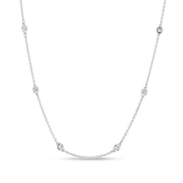 1/3 CT. T.w. Diamond Station Necklace in 14K White Gold