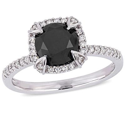 2 CT. T.w. Black and White Diamond Frame Engagement Ring 10K Gold