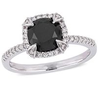 2 CT. T.w. Black and White Diamond Frame Engagement Ring in 10K White Gold