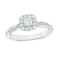 3/8 CT. T.w. Princess-Cut Diamond Frame Twist Engagement Ring in 10K White Gold