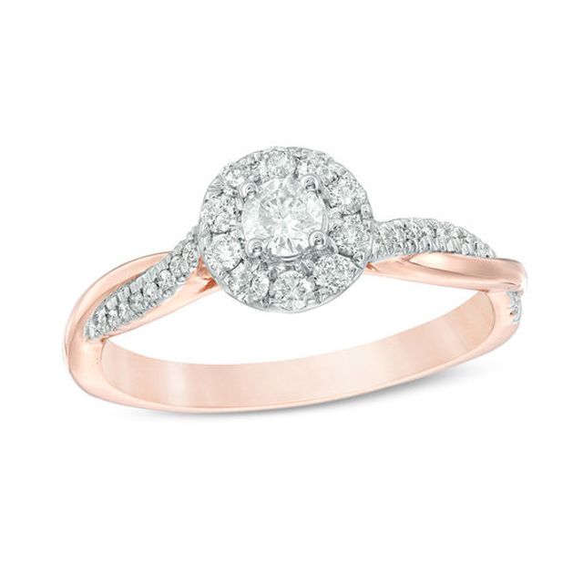 3/8 CT. T.w. Diamond Frame Twist Engagement Ring in 10K Rose Gold