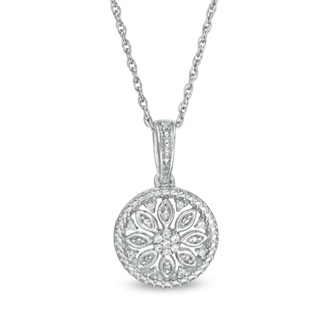 1/20 CT. T.w. Composite Diamond Flower Pendant in Sterling Silver