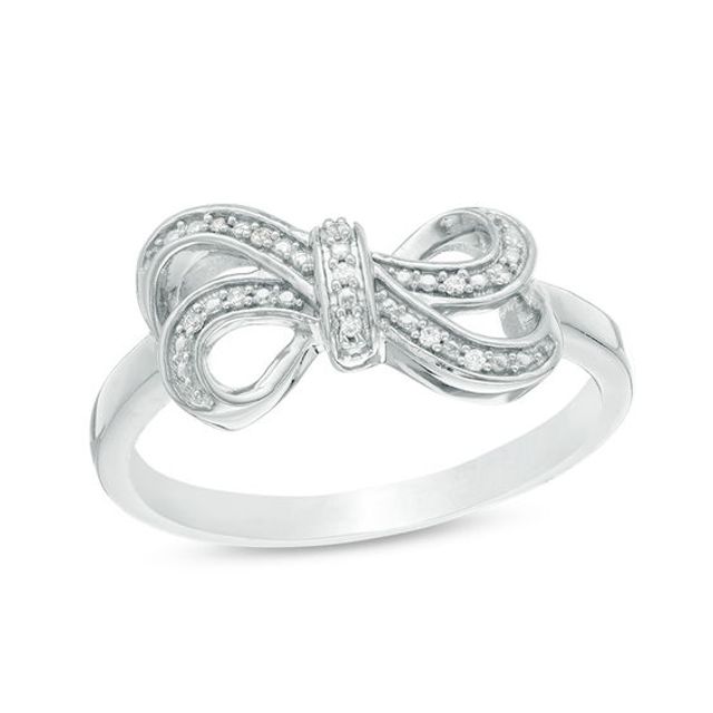 Diamond Accent Bow Ring in Sterling Silver