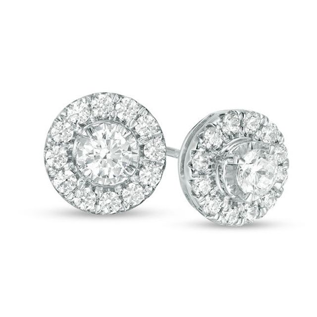 1 CT. T.w. Diamond Frame Stud Earrings in 10K White Gold