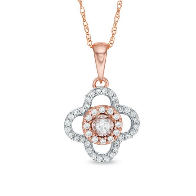 1/4 CT. T.w. Diamond Clover Frame Pendant in 10K Rose Gold