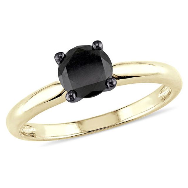 1 CT. Black Diamond Solitaire Engagement Ring in 14K Gold