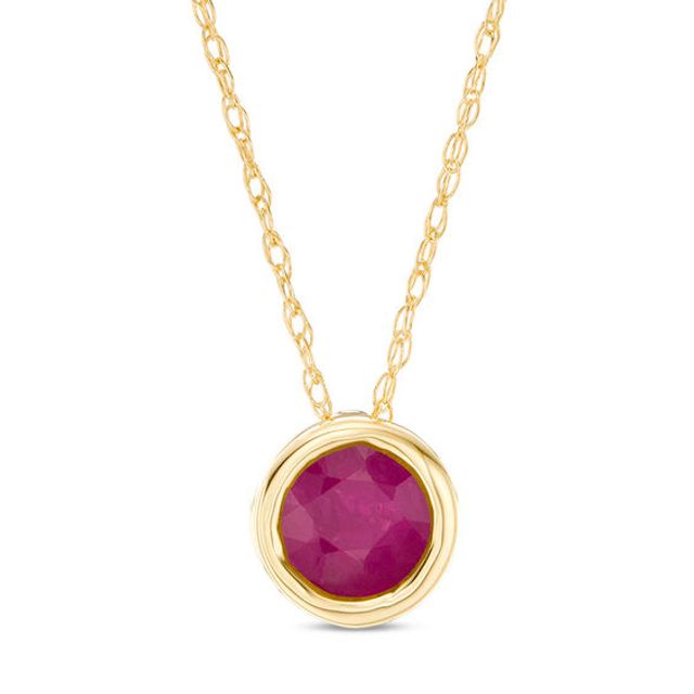 5.0mm Bezel-Set Ruby and Filigree Pendant in 10K Gold