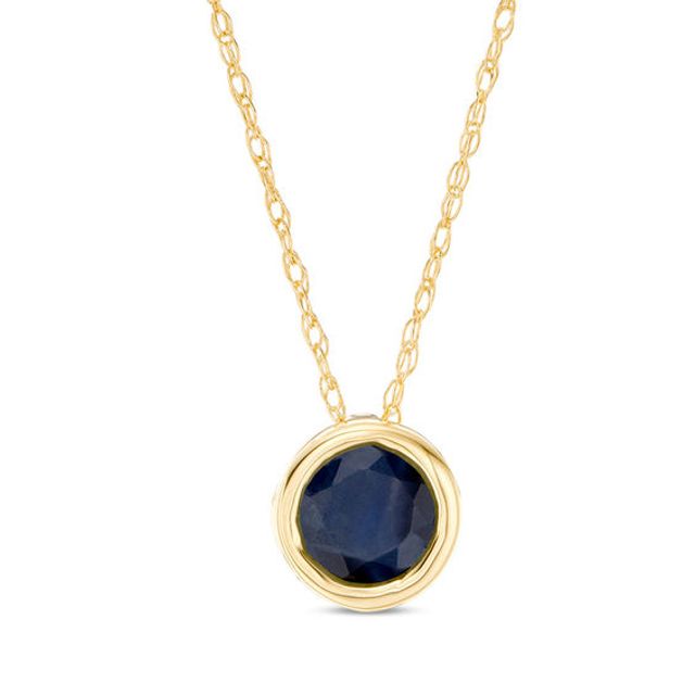 5.0mm Bezel-Set Blue Sapphire and Filigree Pendant in 10K Gold