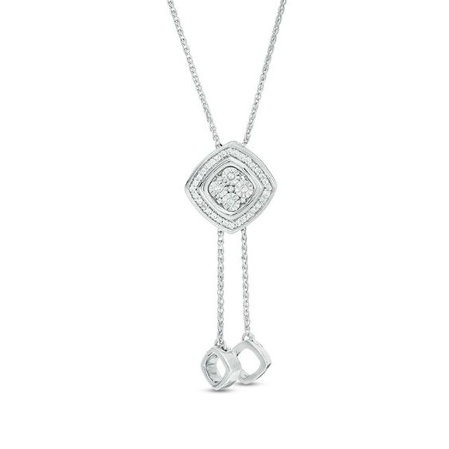 1/10 CT. T.w. Quad Diamond Tilted Frame Lariat Necklace in Sterling Silver - 26"