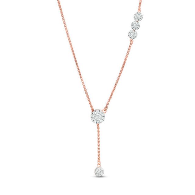 5/8 CT. T.w. Diamond Frame Station Lariat Necklace in Sterling Silver with 14K Rose Gold Plate - 26"