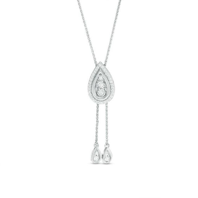 1/4 CT. T.w. Diamond Teardrop Frame Lariat Necklace in Sterling Silver - 26"