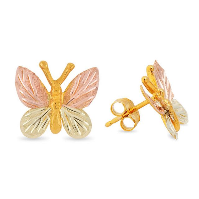Black Hills Gold Butterfly Stud Earrings