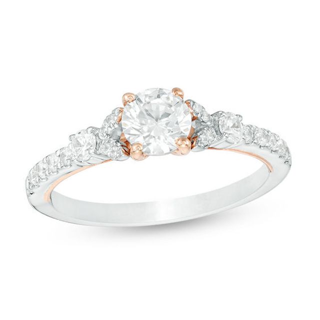 1 CT. T.w. Diamond Petal-Sides Engagement Ring in 14K Two-Tone Gold