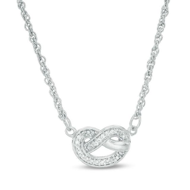 1/20 CT. T.w. Diamond Love Knot Pretzel Necklace in Sterling Silver - 17.5"