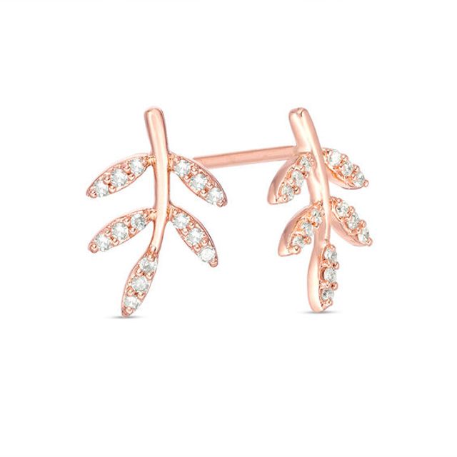 1/10 CT. T.w. Diamond Leaf Stud Earrings in 10K Rose Gold