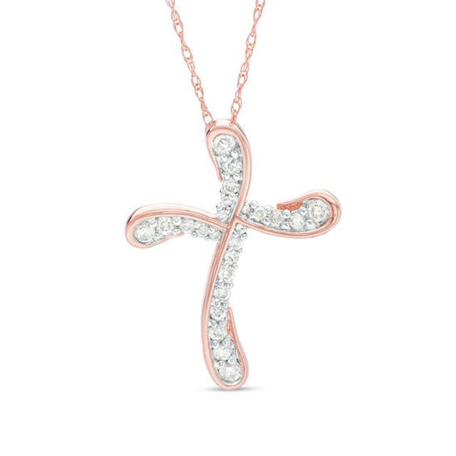 3/8 CT. T.W. Baguette and Round Diamond Flared Cross Pendant in 10K White  Gold | Zales