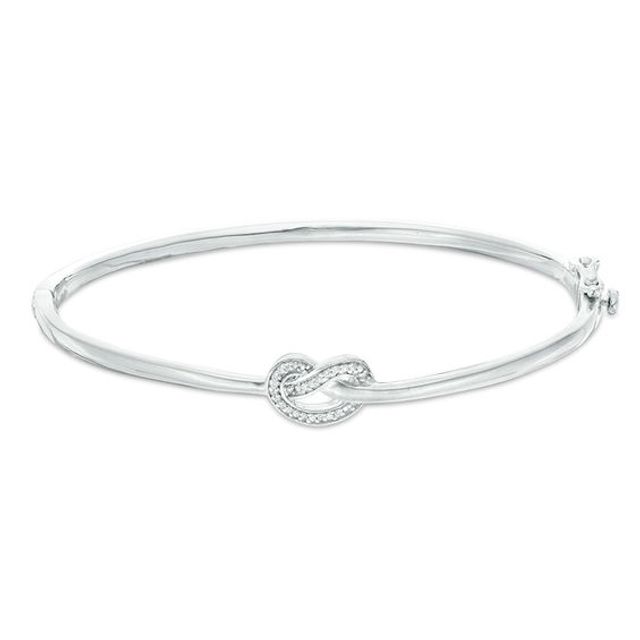 1/15 CT. T.w. Diamond Love Knot Pretzel Bangle in Sterling Silver
