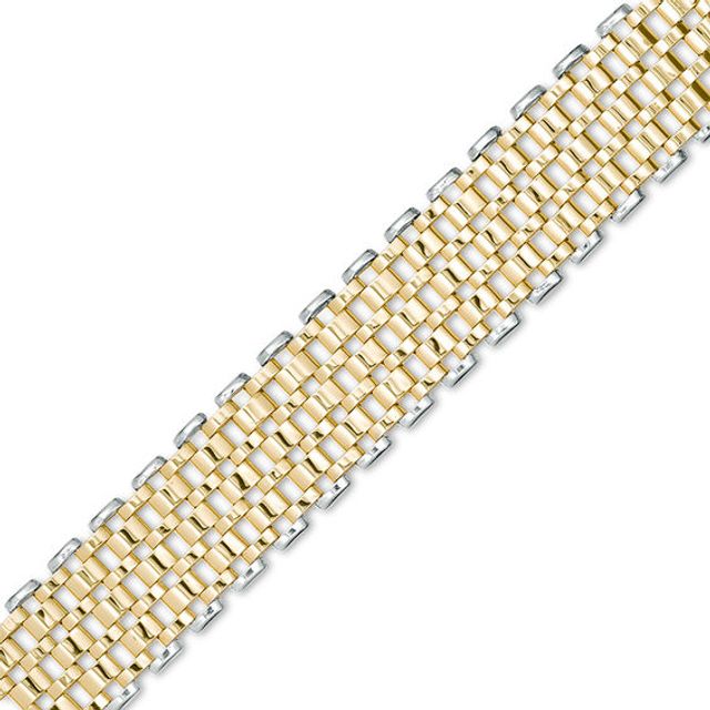 Made in Italy Men's 12.0mm Diamond-Cut Link Chain Bracelet in 10K Two-Tone Gold - 8.5"