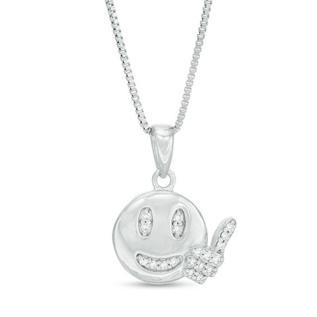 1/15 CT. T.w. Diamond Smiley Thumbs Up Pendant in Sterling Silver