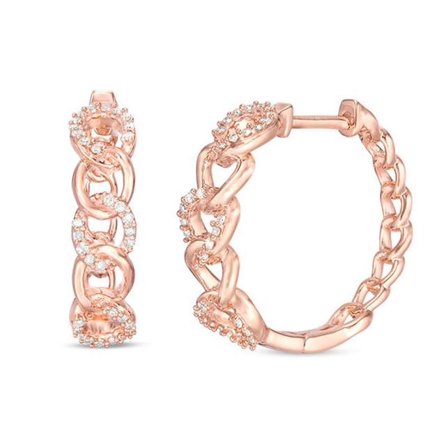 1/5 CT. T.w. Diamond Chain Link Hoop Earrings in 10K Rose Gold