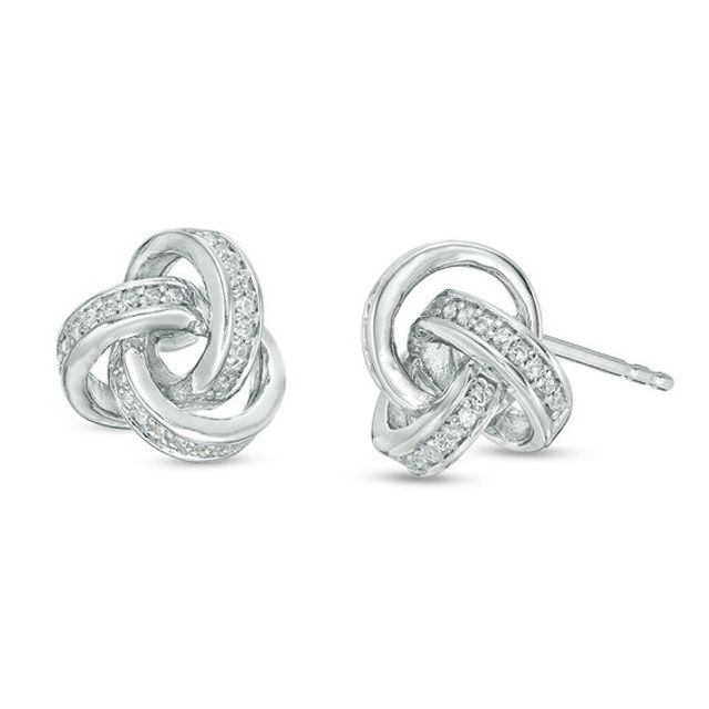 1/6 CT. T.w. Diamond Love Knot Stud Earrings in Sterling Silver