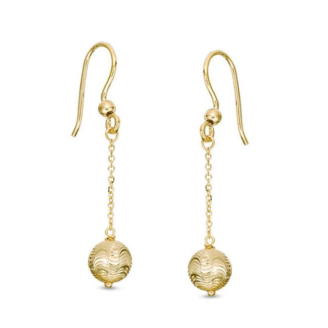 Made in Italy Diamond-Cut Bead Chain Drop Earrings in 14K Gold