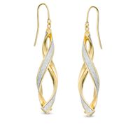 Made in Italy Glitter Enamel Infinity Ribbon Drop Earrings in 14K Gold