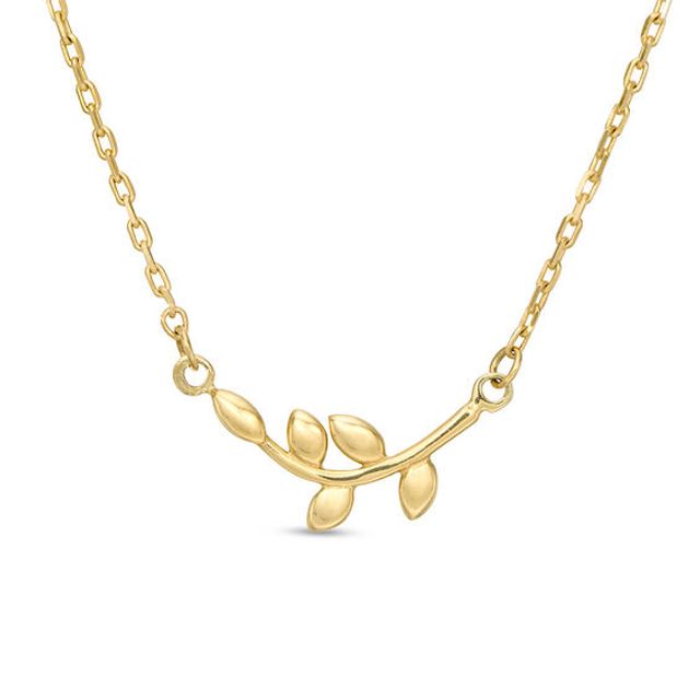 Curved Tree Branch Necklace in 10K Gold - 17"