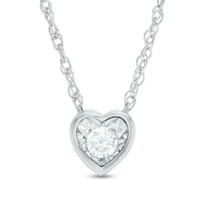 1/10 CT. Diamond Solitaire Heart-Shaped Necklace in 10K White Gold (I/I3)