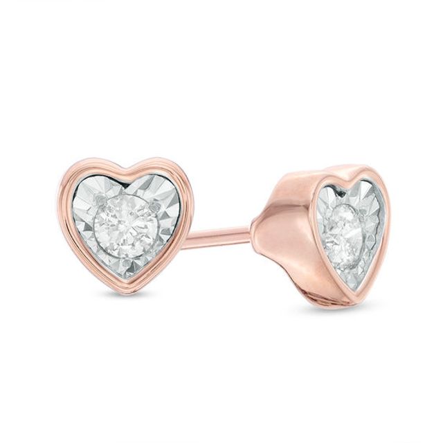 1/8 CT. T.w. Diamond Solitaire Heart-Shaped Stud Earrings in 10K Rose Gold (I/I3)