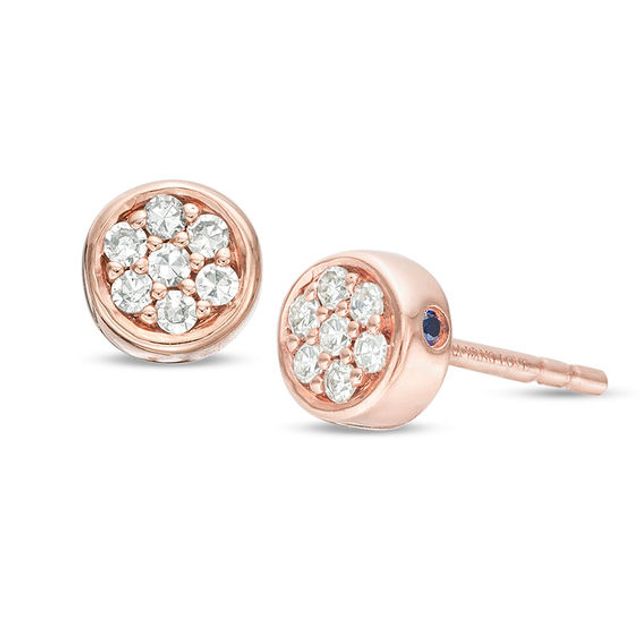 Vera Wang Love Collection 1/15 CT. T.w. Composite Diamond and Blue Sapphire Stud Earrings in 14K Rose Gold