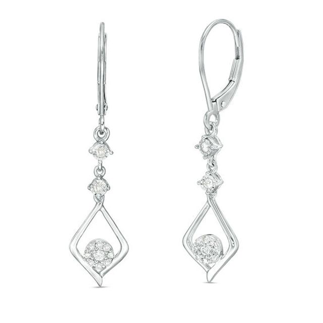 1/5 CT. T.w. Diamond Tier Drop Earrings in 10K White Gold