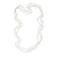 4.0-7.0mm Baroque Freshwater Cultured Pearl Silver Thread Station Necklace with Sterling Silver Clasp-39"