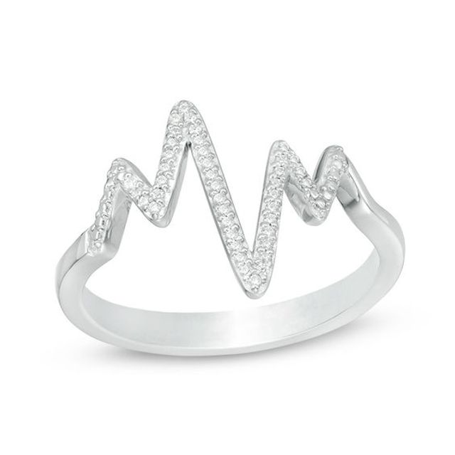 1/15 CT. T.w. Diamond Heartbeat Ring in Sterling Silver