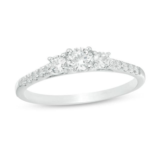 1/2 CT. T.w. Diamond Past Present FutureÂ® Engagement Ring in 10K White Gold