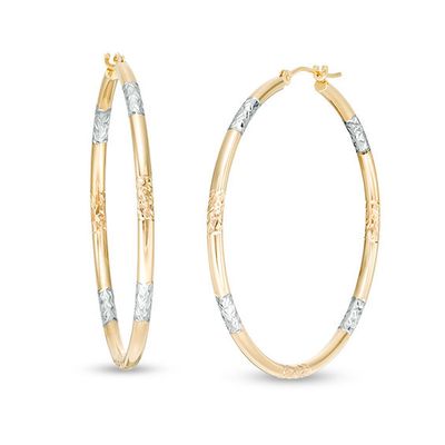 Zales Diamond-Cut Hoop Earrings