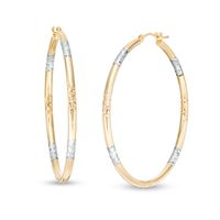 40.0mm Diamond-Cut Hoop Earrings in 14K Gold with Rose and White Rhodium Plate