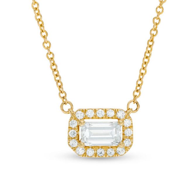 1/3 CT. T.w. Emerald-Cut Diamond Frame Necklace in 10K Gold - 17.5"