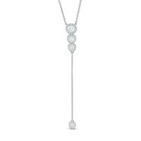 1/2 CT. T.w. Diamond Frame Three Circle Drop "Y" Necklace in 10K White Gold - 18.75"