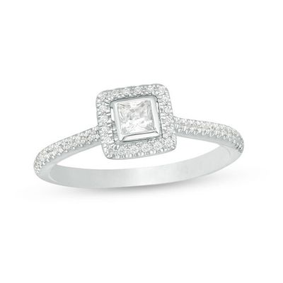 1/3 CT. T.w. Princess-Cut Diamond Frame Engagement Ring in 10K White Gold