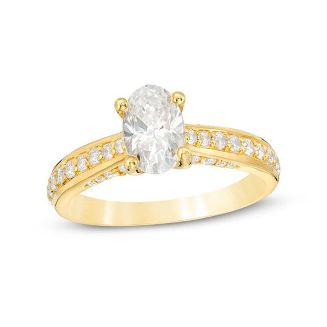 1-1/2 CT. T.w. Oval Diamond PavÃ© Engagement Ring in 14K Gold