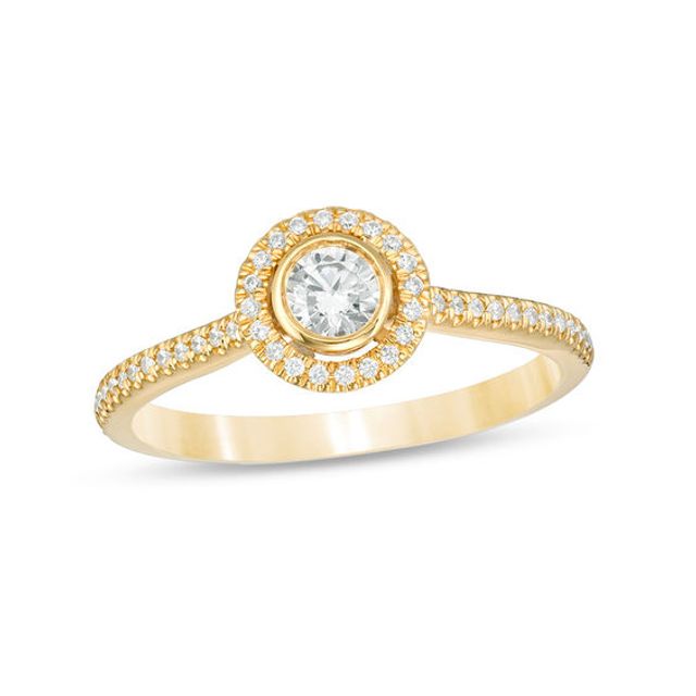 1/3 CT. T.w. Diamond Frame Bezel-Set Engagement Ring in 10K Gold