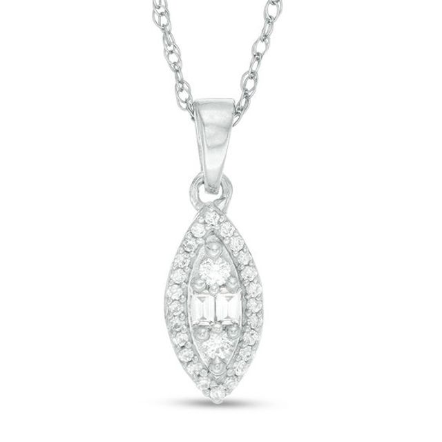 1/6 CT. T.w. Composite Marquise Diamond Frame Pendant in 10K White Gold