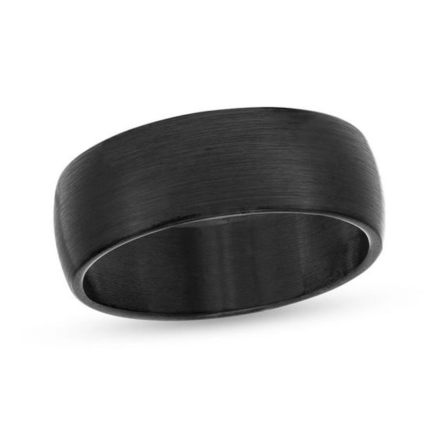 Men's 8.0mm Satin Wedding Band in Black IP Tantalum