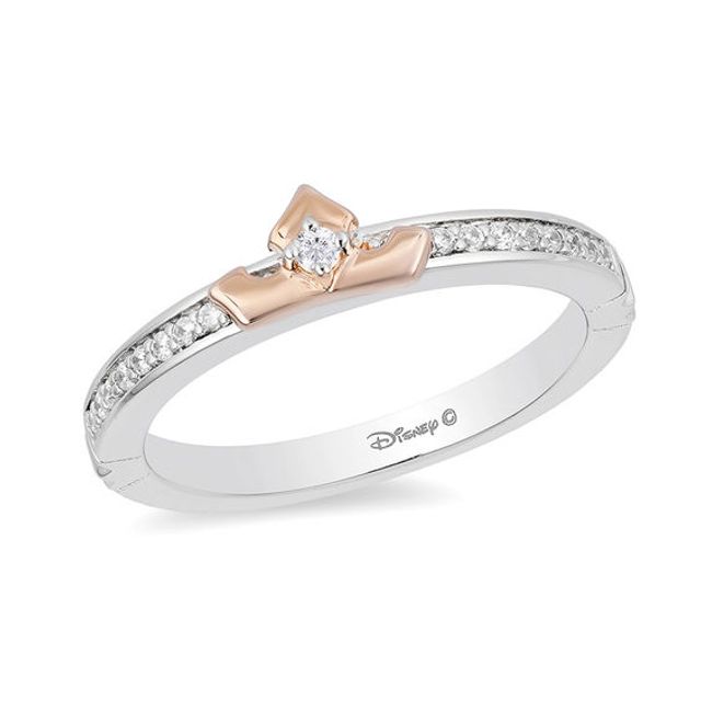 Enchanted Disney Aurora 1/10 CT. T.w. Diamond Crown Ring in Sterling Silver and 10K Rose Gold