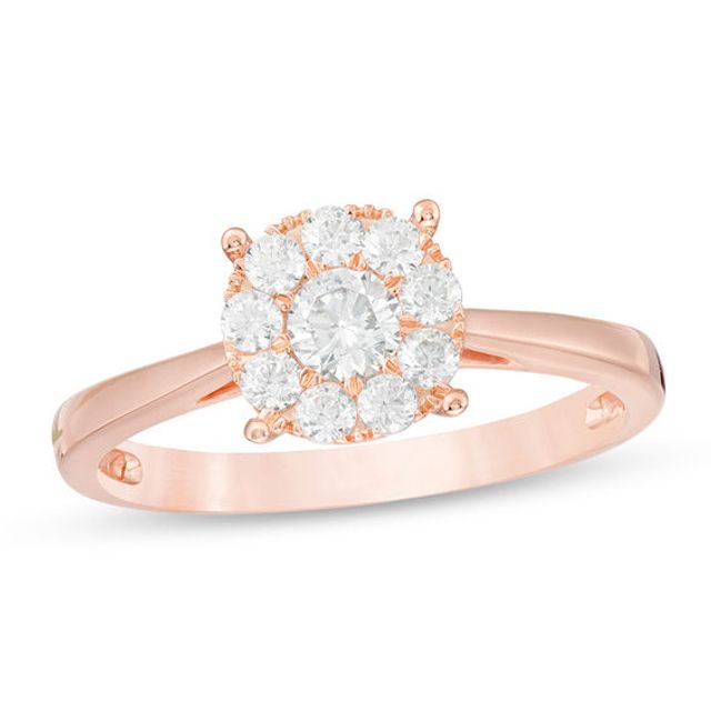 1/2 CT. T.w. Diamond Frame Engagement Ring in 10K Rose Gold