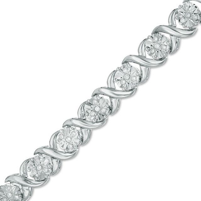 1/2 CT. T.w. Multi-Diamond "Xo" Bracelet in Sterling Silver - 7.25"
